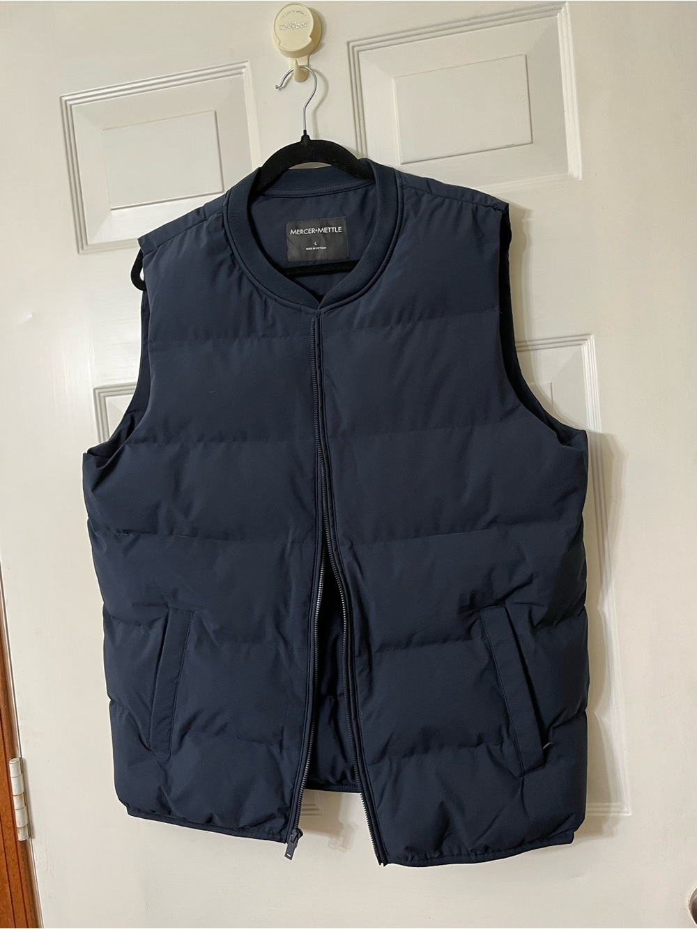Men's Quilted Navy Puffer Vest L, Dark Academia, Old Money, Corporate Sleek